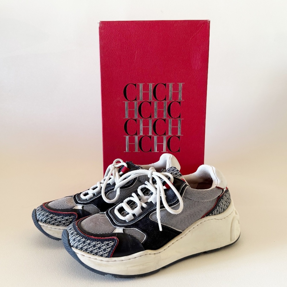 Carolina Herrera Sneakers Runner Doma Insignia Canvas Casual Sporty Blue White 8